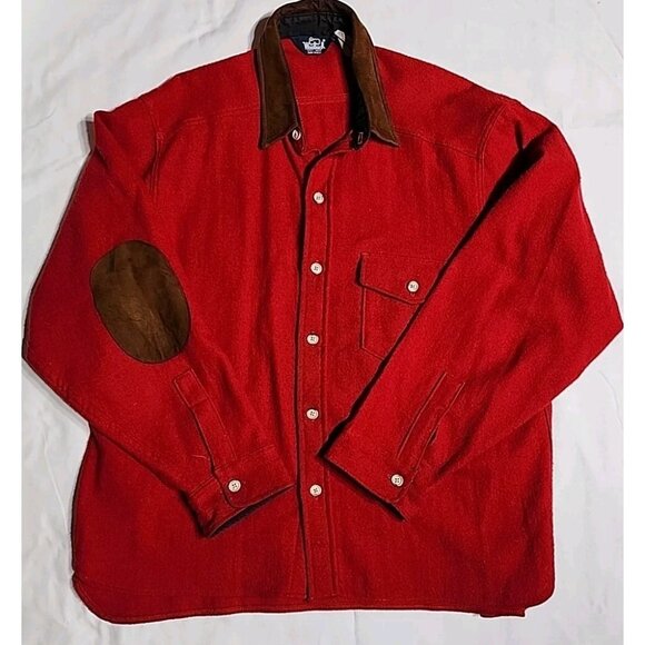 Woolrich Other - VTG Woolrich Shirt Jacket Mens XL Red Patches Wool Blend 70s Made In USA Shacket
